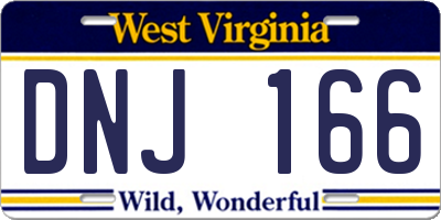 WV license plate DNJ166