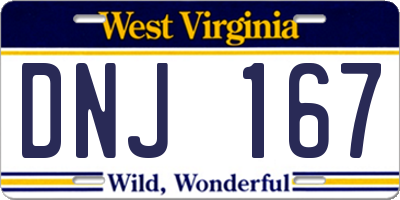 WV license plate DNJ167