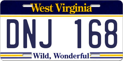 WV license plate DNJ168