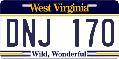 WV license plate DNJ170