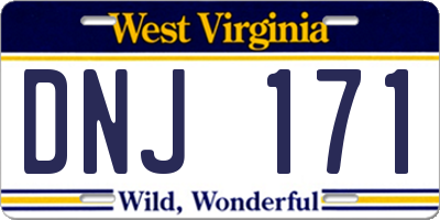 WV license plate DNJ171