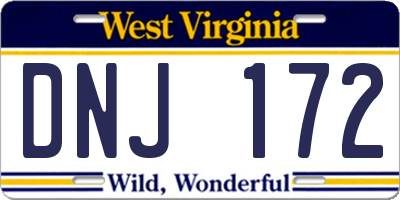 WV license plate DNJ172