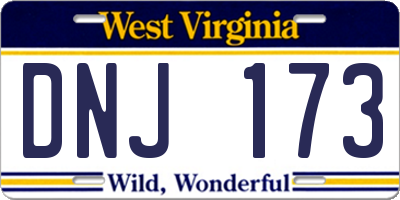 WV license plate DNJ173