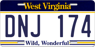 WV license plate DNJ174