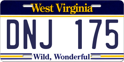 WV license plate DNJ175