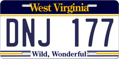 WV license plate DNJ177