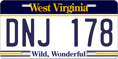 WV license plate DNJ178