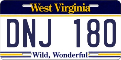 WV license plate DNJ180