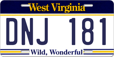 WV license plate DNJ181