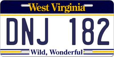WV license plate DNJ182