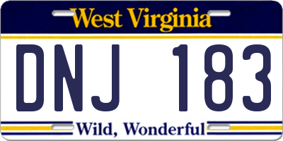 WV license plate DNJ183