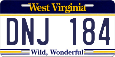 WV license plate DNJ184