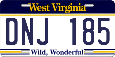 WV license plate DNJ185