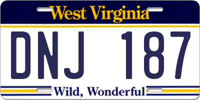 WV license plate DNJ187