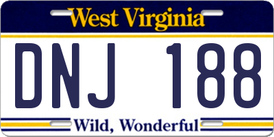 WV license plate DNJ188