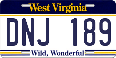 WV license plate DNJ189