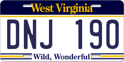 WV license plate DNJ190