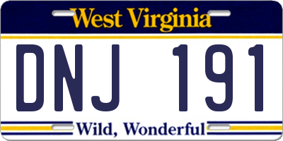 WV license plate DNJ191