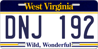 WV license plate DNJ192