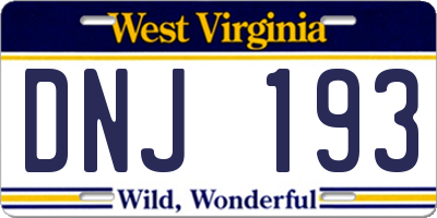 WV license plate DNJ193