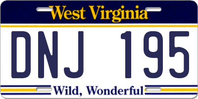 WV license plate DNJ195