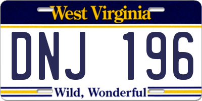 WV license plate DNJ196