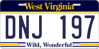 WV license plate DNJ197