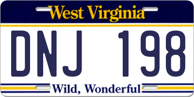WV license plate DNJ198