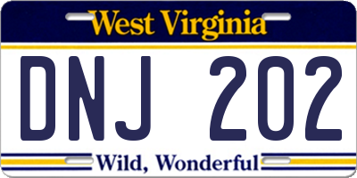 WV license plate DNJ202