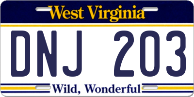 WV license plate DNJ203