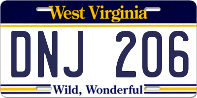 WV license plate DNJ206
