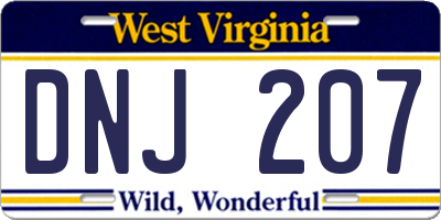 WV license plate DNJ207