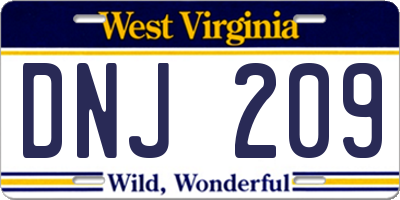 WV license plate DNJ209