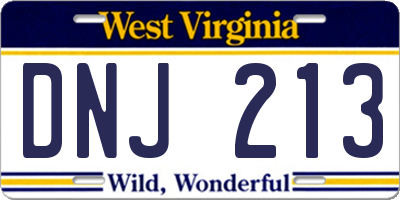 WV license plate DNJ213
