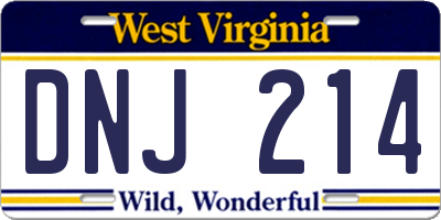 WV license plate DNJ214