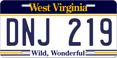 WV license plate DNJ219