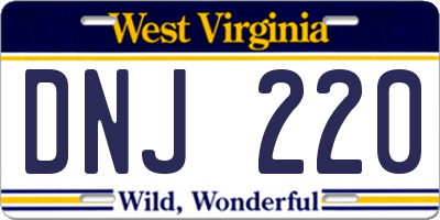 WV license plate DNJ220