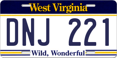 WV license plate DNJ221