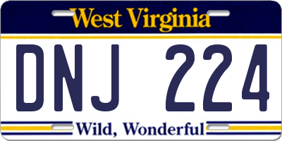 WV license plate DNJ224
