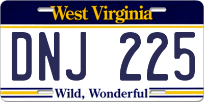 WV license plate DNJ225