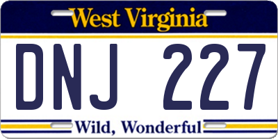 WV license plate DNJ227