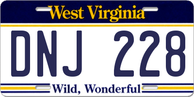 WV license plate DNJ228