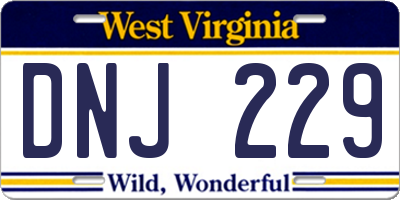 WV license plate DNJ229