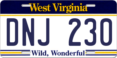 WV license plate DNJ230