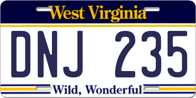 WV license plate DNJ235