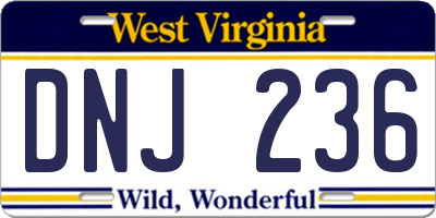 WV license plate DNJ236