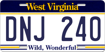 WV license plate DNJ240