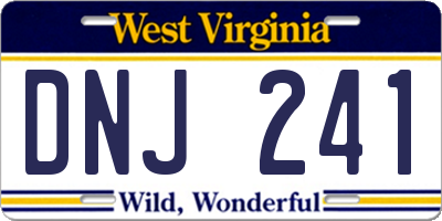 WV license plate DNJ241
