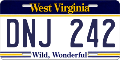 WV license plate DNJ242