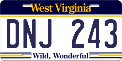 WV license plate DNJ243